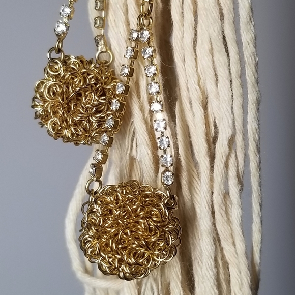 Earrings Statement Dangling Earrings Gold* Twist Ball - Picture 9 of 10